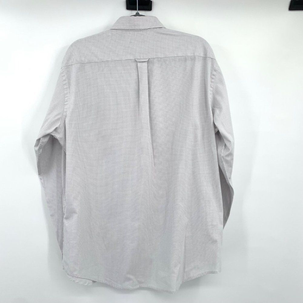 IZOD Beige & White Pin‎ Check Men's Long Sleeve Shirt Size Large - Picture 5 of 8